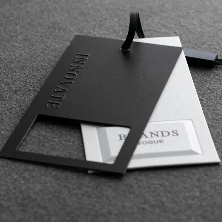 Luxury Paper Hangtags with Embossed Logo (4)k3r