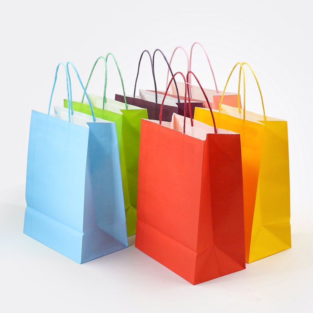 Colorful Kraft Paper Bags with Handle (3)g4v